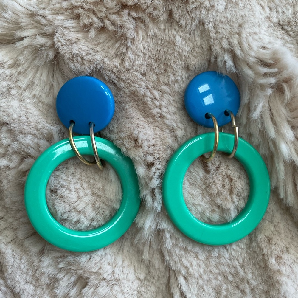 Vintage 80’s Teal and Blue Earrings